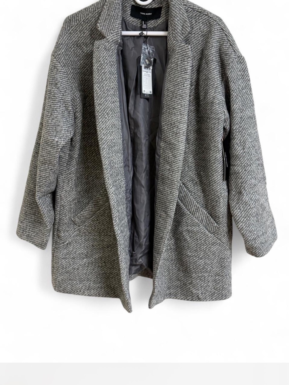 Vero Moda Gray Herringbone Pea Coat